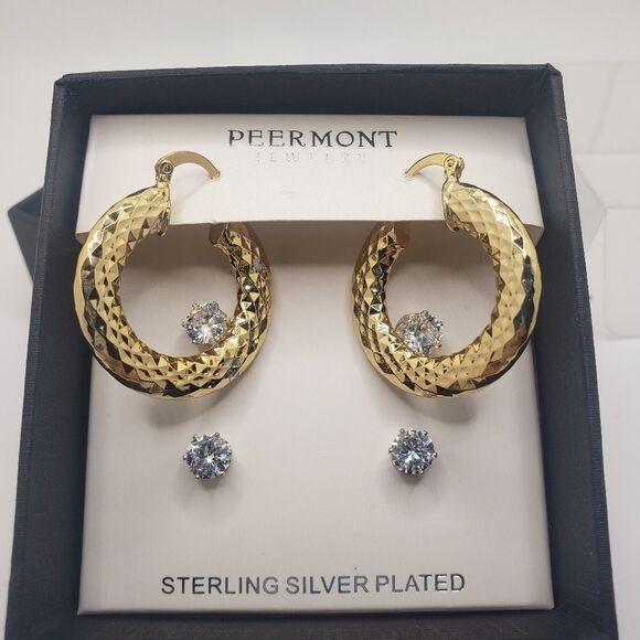 Peermont gold hoop Earrings and crystal studs - Picture 1 of 9